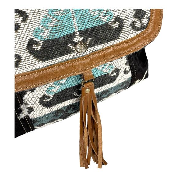 NEW Myra Tapestry & Leather Cowhide Hair BACKPACK HANDBAG 12x13" Purse Isabella - Picture 8 of 14